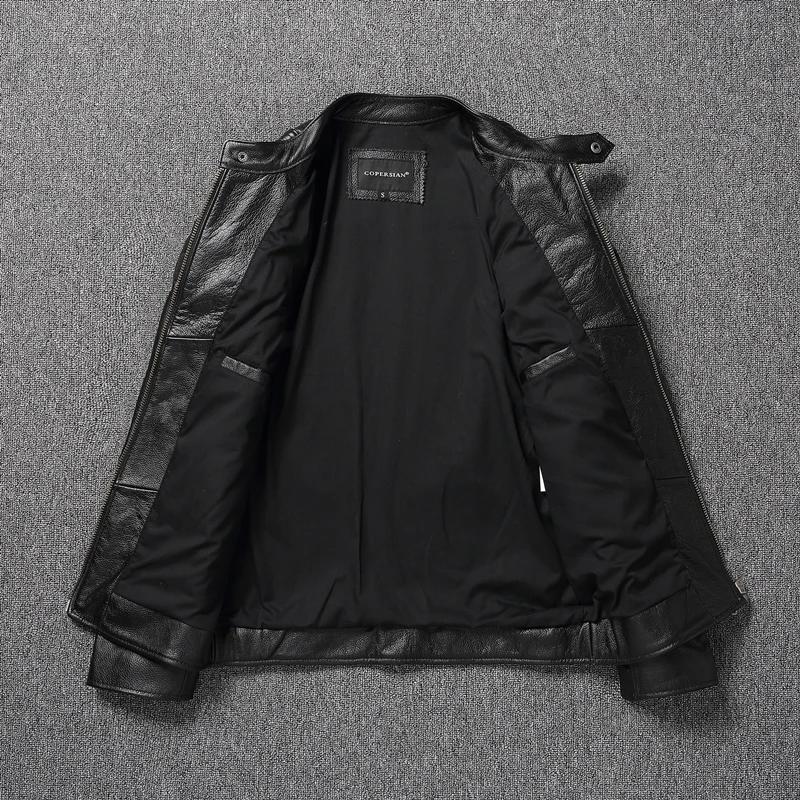 Men's Autumn Winter Leather Jacket Top Layer Clothes Stand Collar Motorcycle Clothes Plus Size