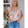 American Shiying Summer New Flower Print Short Sleeve T-shirt Women 2025 Fashion Color Matching V Neck Pullover Women