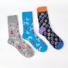 1 Pair of Cotton Blend Fashionable  Mid-calf Socks Spotted Dog Colorful Fireworks Pattern Comfortable Wearing In All Seasons
