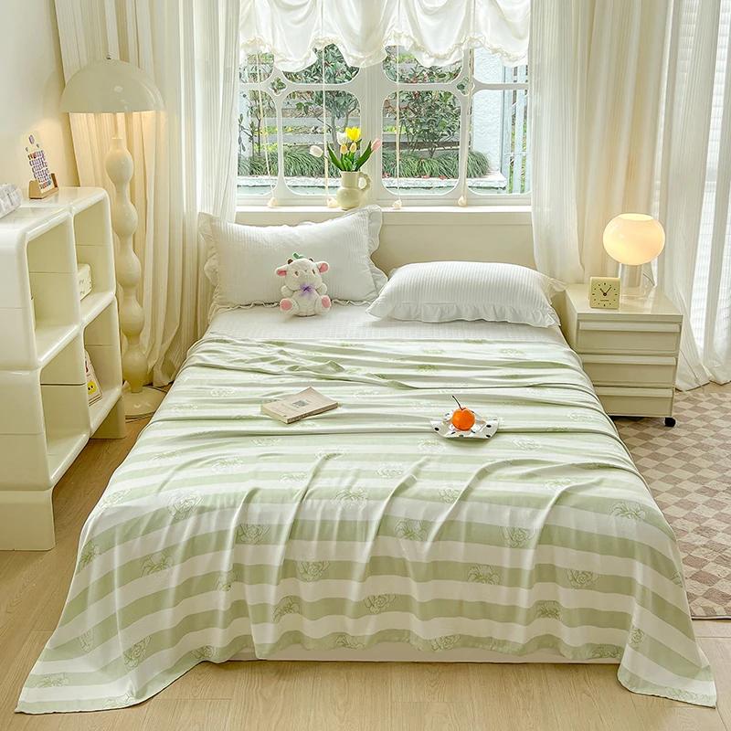 

New 100% Bamboo Fiber Summer Blanket Lightweight Breathable Jacquard Cooling Blanket Natural Plant Fiber Striped Summer Duvet 100x150cm зелений