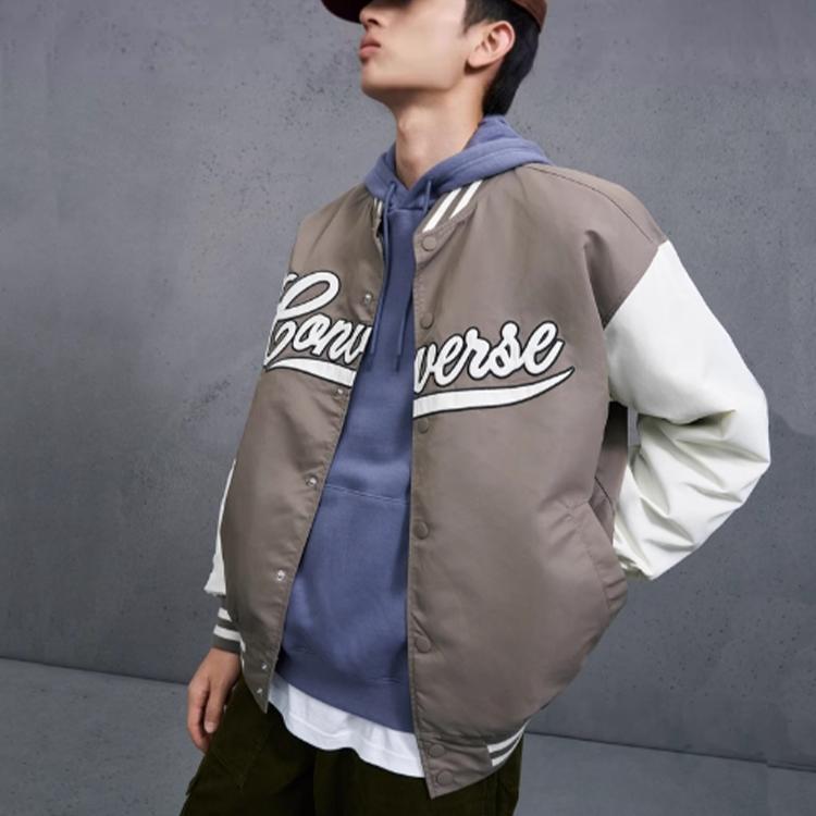 New Converse Baseball Jacket Unisex Khaki 10026912-A05