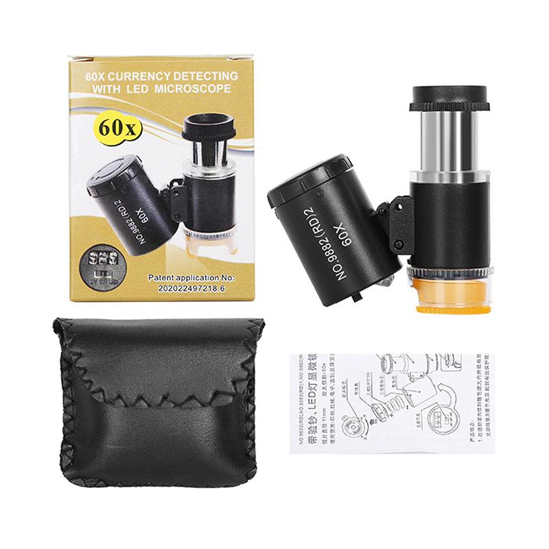 Mini Pocket Microscope Kit 60X Lab Handheld Microscope Battery Powered Microscope With Led Light Kids Science Microscop