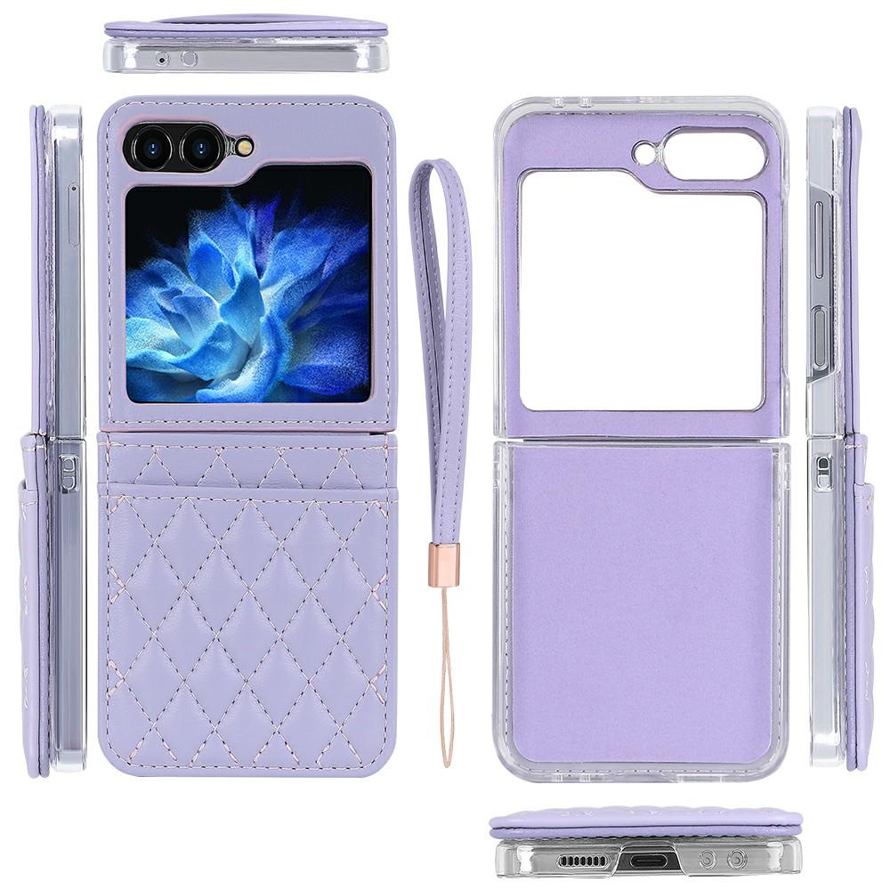For Samsung Galaxy Z Flip7 FE 5G/Z Flip6 5G Case with Strap Card Slot PU+PC Phone Back Cover