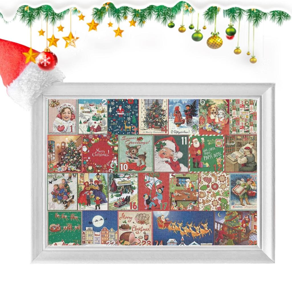 Christmas Advent Calendar Puzzle 1000 Pieces, Christmas Countdown Puzzle Toy, Kids Christmas Gift Birthday Gift