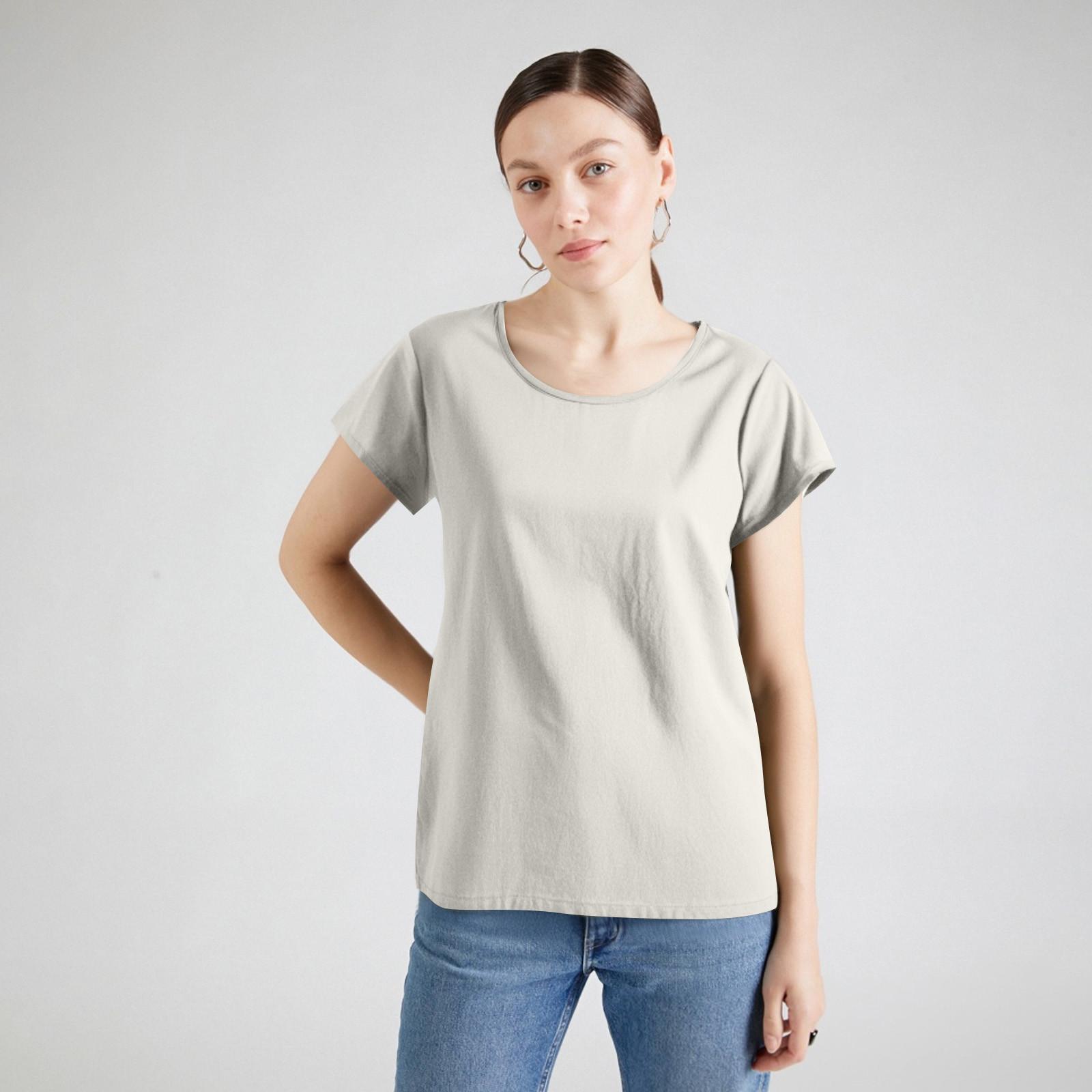 

Женский однотонный легкий топ с круглым вырезом и короткими рукавами XXL бежевый