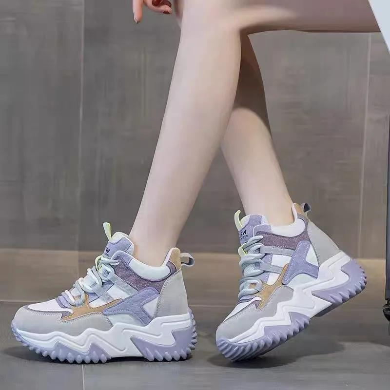 

Fashion High End Dad Shoes for Women 2025 Spring and Autumn New Style Thick Soled Height Increasing Casual and Comfortable Sports Shoes 40