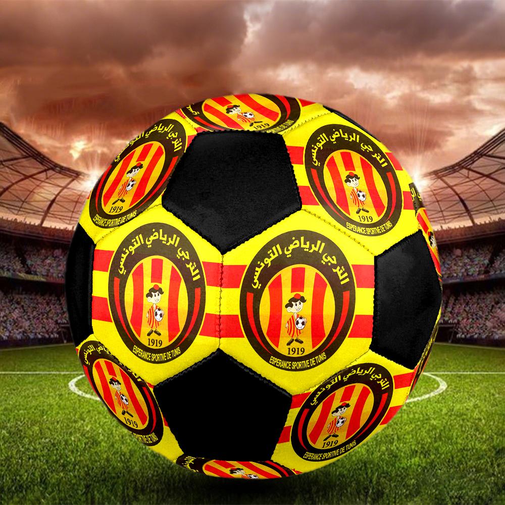 SIZE 5 Espérance de Tunis Soccer Ball Colorful All Ages Machine Stitched PVC Competition Ready Durable High-Bounce