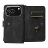 For iPhone 17 Pro Zipper Wallet Case with 15 Card Slots and Strap Leather Phone Cover