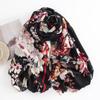 Scarf Women's Printed Chinese Style Camellia Warm Shawl Retro Imitation Cashmere Neck Warmer Coldproof Scarf Fashionable and Elegant Style