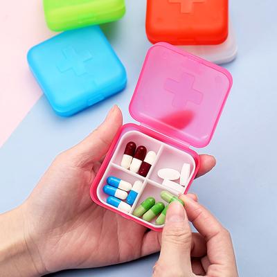 4 Grids Mini Pill Case, Portable Travel Pill Organizer Compact Pocket-Sized Medicine Box for Vitamins, Supplements
