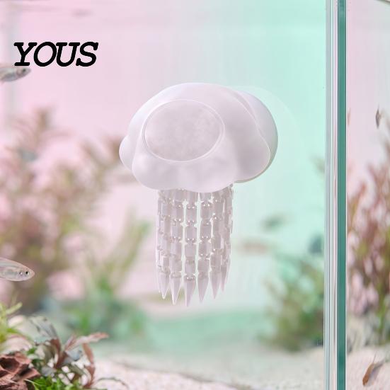 Floating Jellyfish Ornament Aquarium Hide, 3D Printed Fish Tank Reduce Aggression in Hideout, Decorative Shelter Cave for Pleco Shrimp Betta