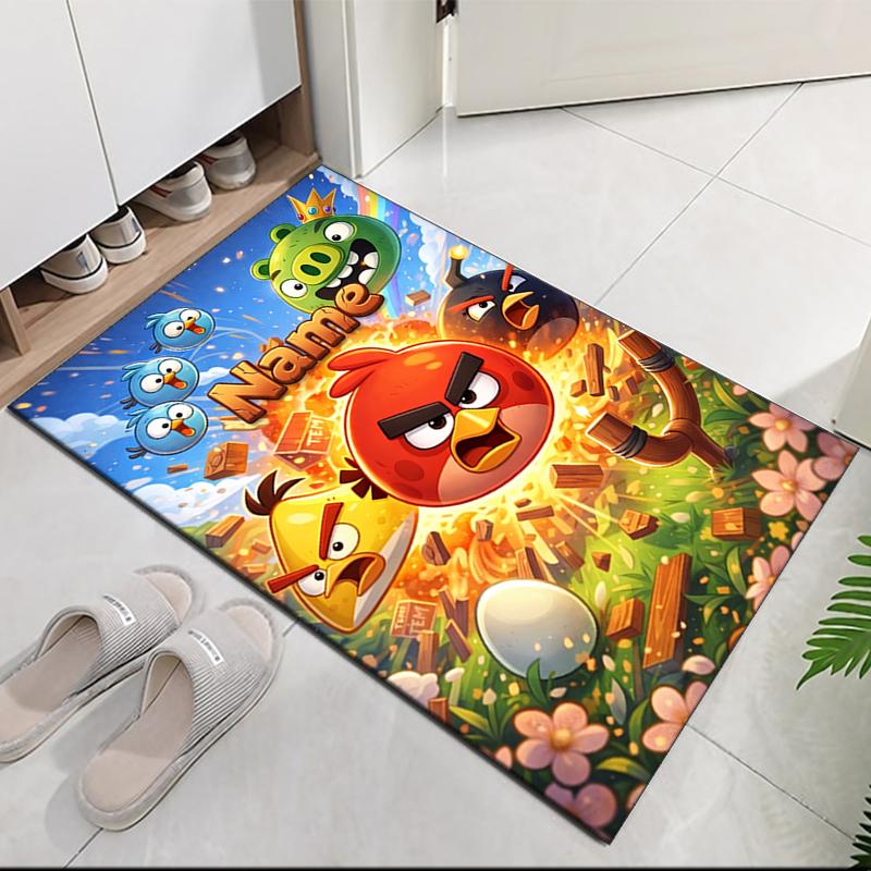 Custom Name Angry Birds Printed Carpet Rug For Office Chair Living Room Bedroom Kitchen Room Decor Gifts