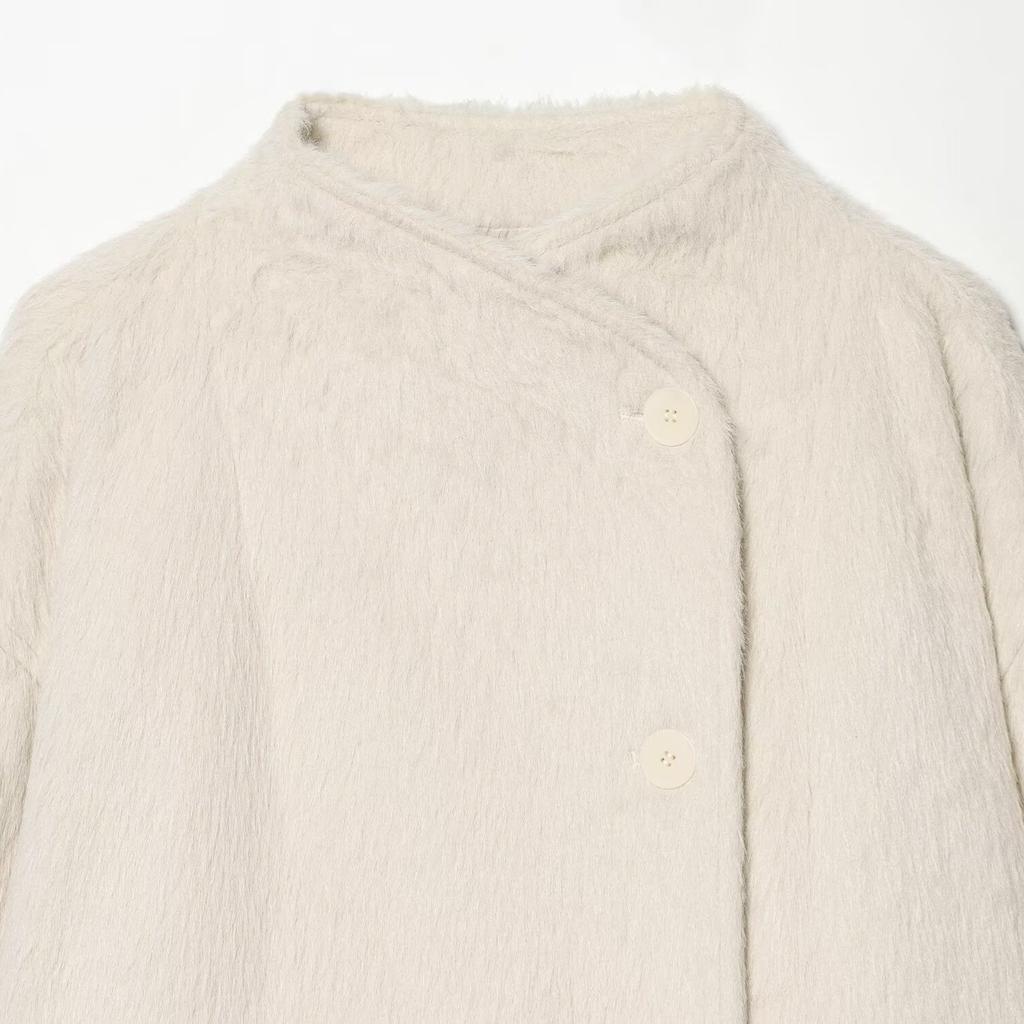 New Minimalist Long-sleeve Double-collar Plush Jacket 1255884