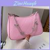 Women Small Pu Handbag With Chain Accent And Zipper Opening For Streetwear Style