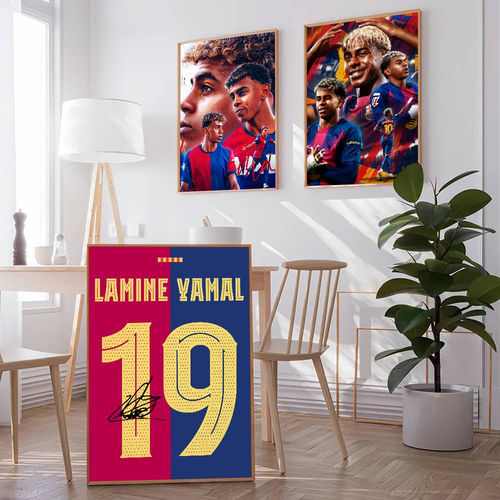 Fútbol L-Lamine Deportes Y-Yamal Póster Genial Sala de Estar Dormitorio Bar Cafeterías Pared Hogar Decoración Regalos