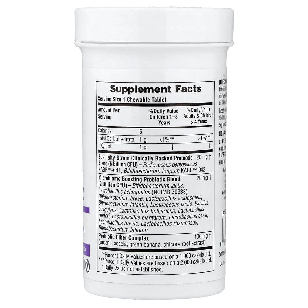 Nature's Plus GI Natural Probiotic Kids Refreshing Mixed Berry Flavor 7 Billion CFU Chewable Tablets, 30 Count