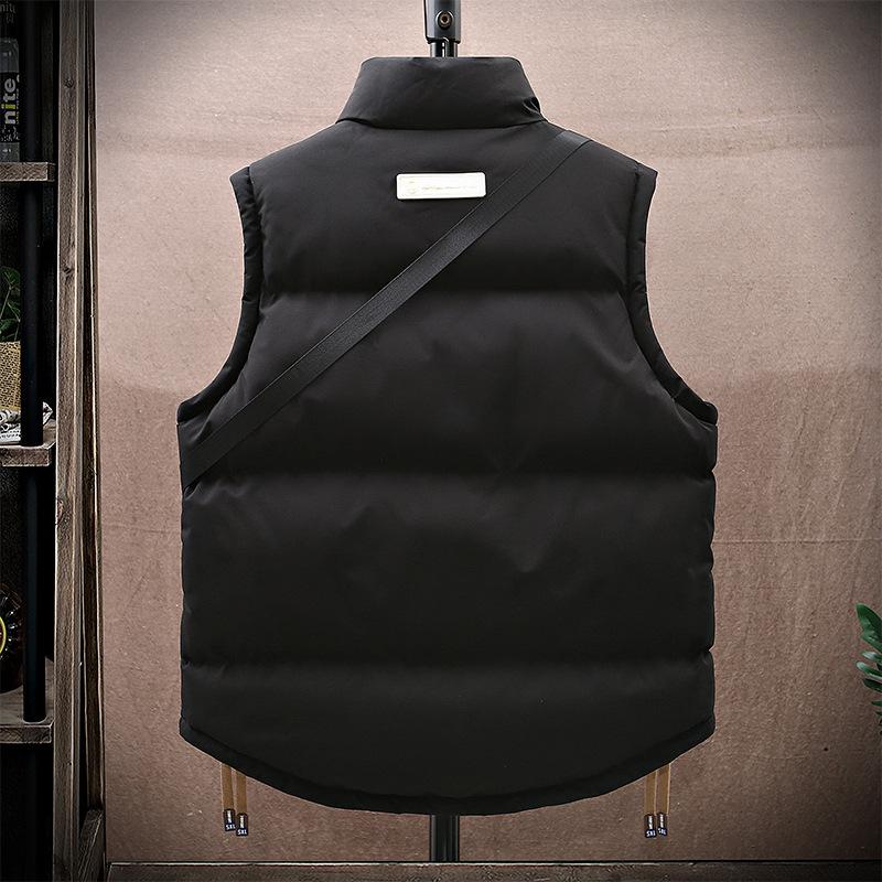 Double-sided cotton vest couple tide brand sports and leisure oblique span bag stand-up collar vest jacket men's multi-color optional trend