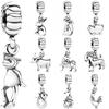 925 Silver Chinese Zodiac Series Snake Dragon Charm Bead Fit Pendant Bracelet DIY Women Jewelry Accessories