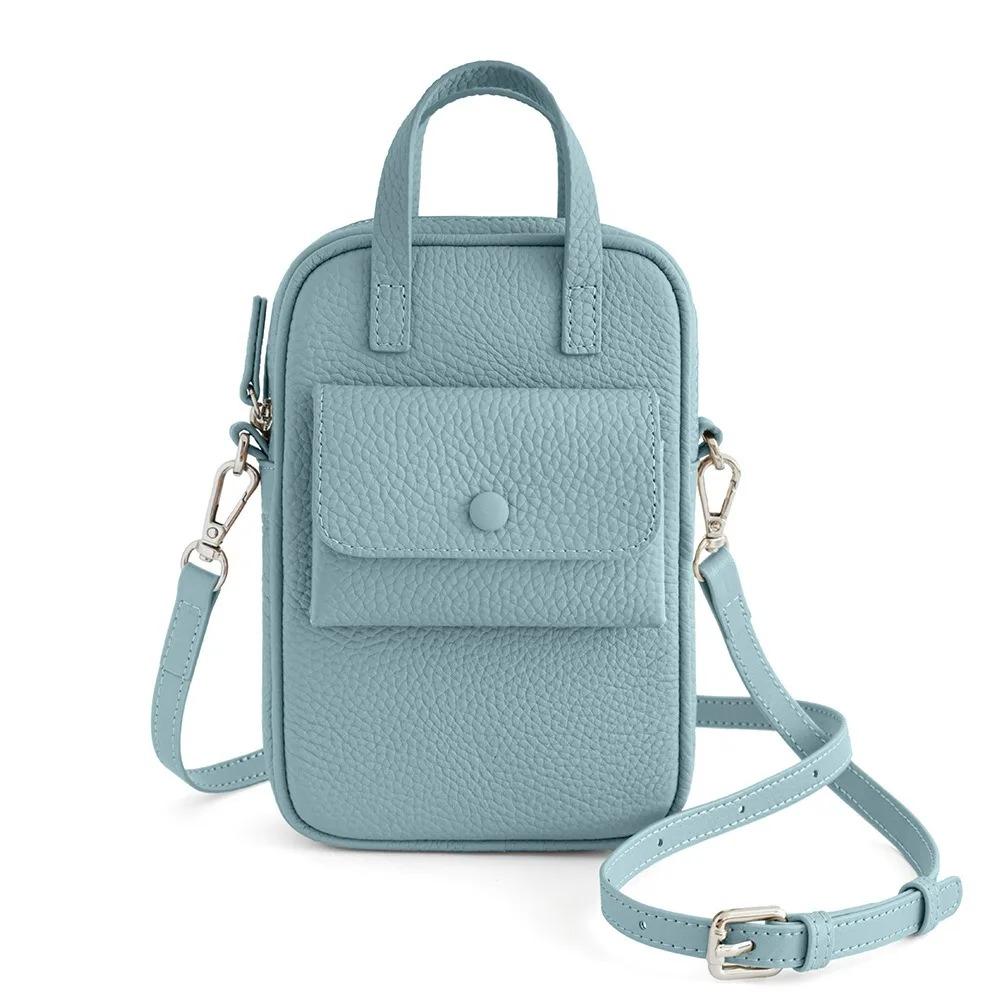 

Head layer cowhide single shoulder crossbody small bag 2025 new leather vertical paragraph leisure bucket bag озеро синього кольору