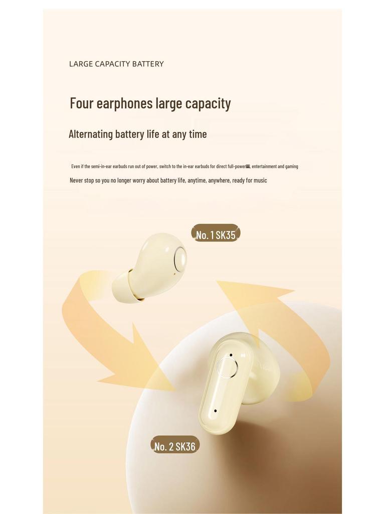SK35 TK Two-in-One Wireless Bluetooth Earphones - Four-Ear High Sound Quality, Painless Mini In-ear Design