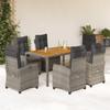 Vidaxl 7-Cz. Set di Mobili da Giardino con Cuscini, Grigio, Rattan PE