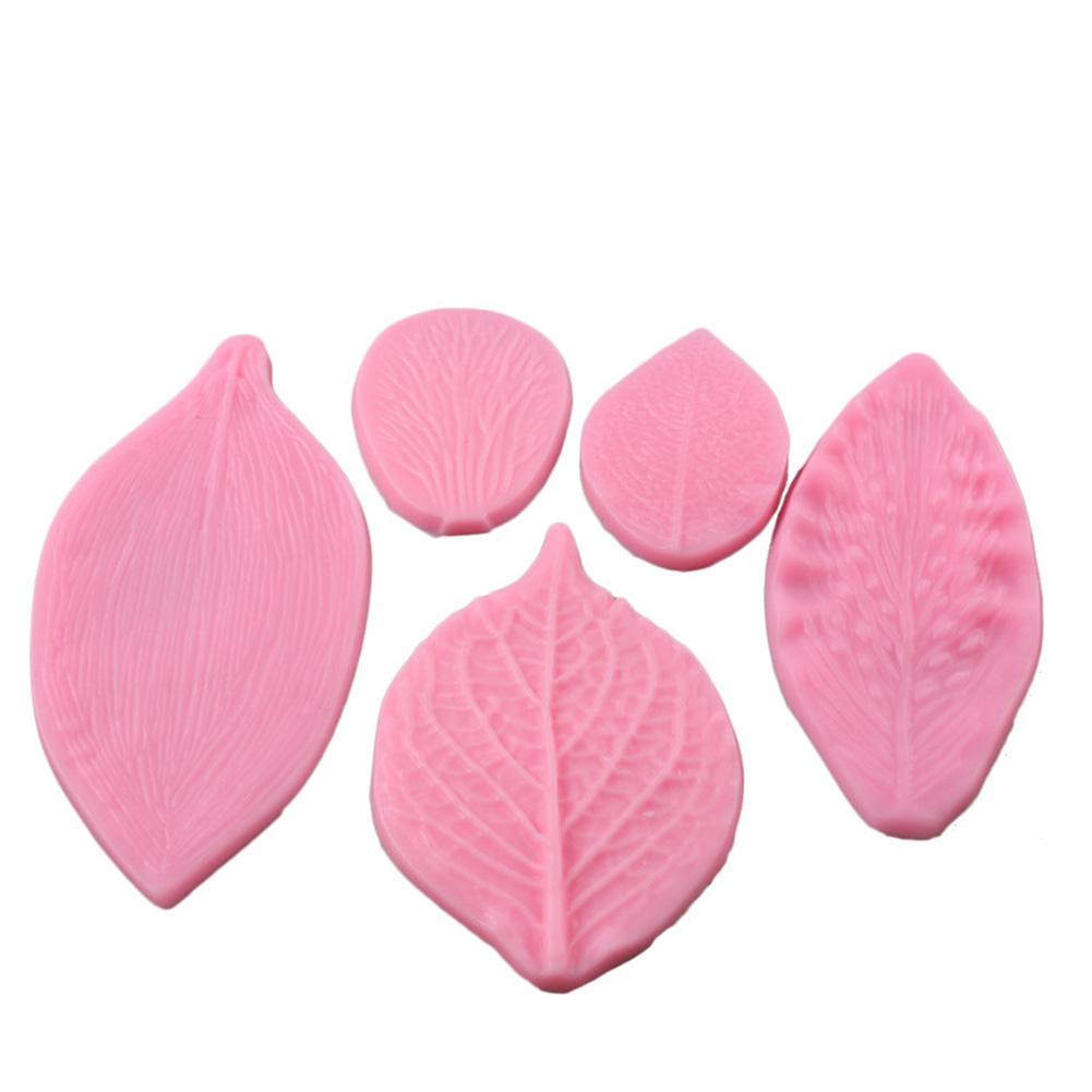 Biscuit 5pcs 3d Cookies Leaf Cutters Molds Silicone Bakery Decorating Tool