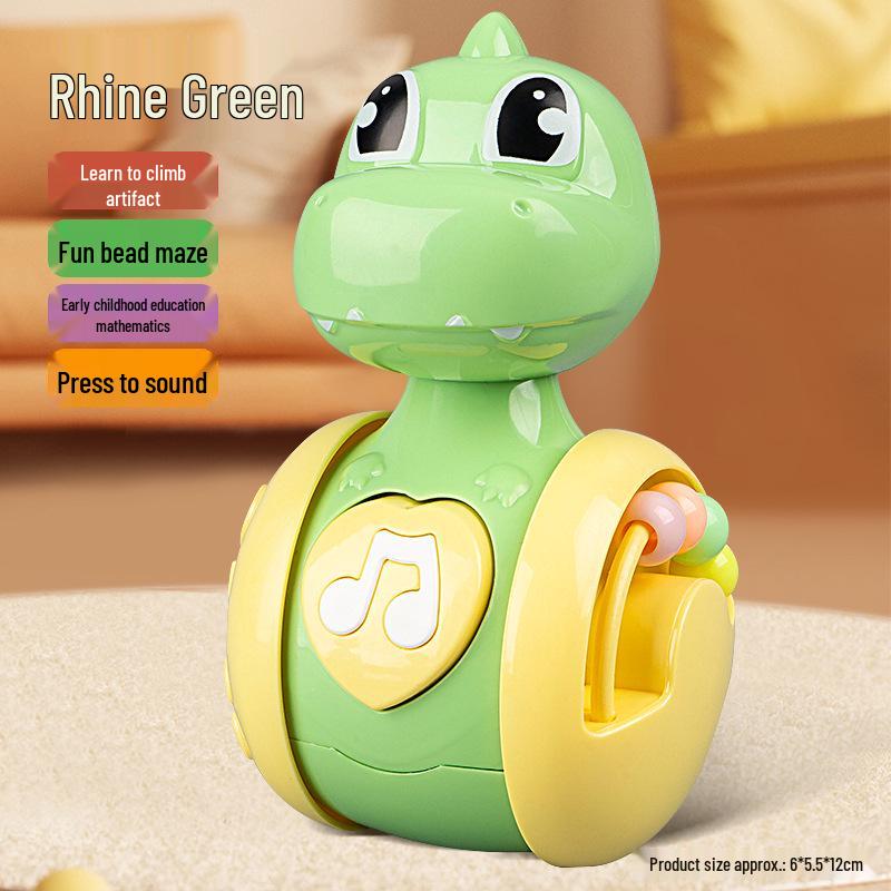 Toddler Toys 9-12 Months: Cartoon Dinosaur & Fawn Sliding Roly-Poly Soothing Toy