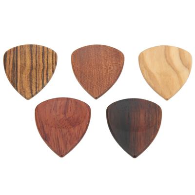5Pcs Wood Guitar Picks Grooves Non Slip Folk Handmade Guitar Picks for Stage Playing