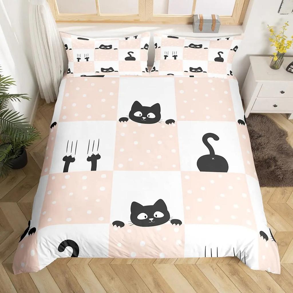 Cartoon Rabbit Duvet Cover Sweet Strawberry Milk Bedding Set,Cute Animals Fruits Comforter Cover Lovely Pink Stars Quilt Cover