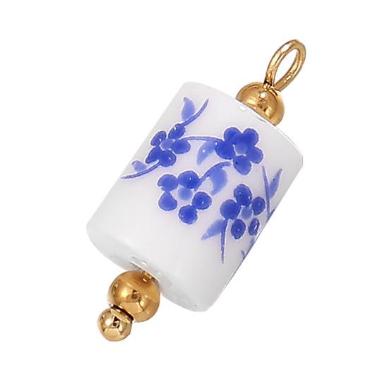 Handmade Ceramic Necklace Pendant, Star Fish Flower Charms with Golden Plated Findings, Ocean Theme Charms for DIY Earring Bracelet Jewelry Making