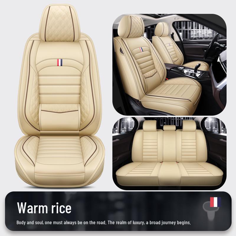 All-Season Universal Nappa Leather Car Seat Cover - Breathable Perforated Full Surround Design