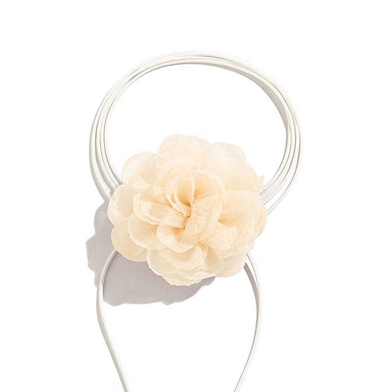 Fluffy Fabric Lace Flower Choker Necklace For Women Trendy Elegant Long Lace-Up Rope Chains On Collar Jewelry