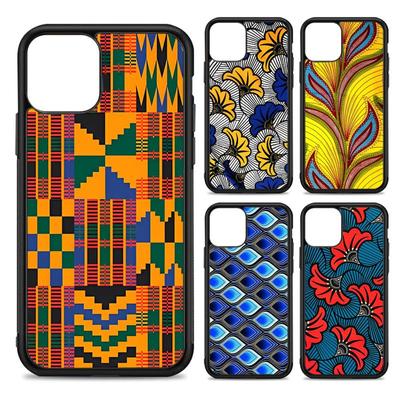 Afrikanischer Stil Stoffdruck Telefonhülle Silikon PC + TPU Hülle für iPhone 11 12 13 Pro Max 8 7 6 Plus X SE XR Hard Fundas
