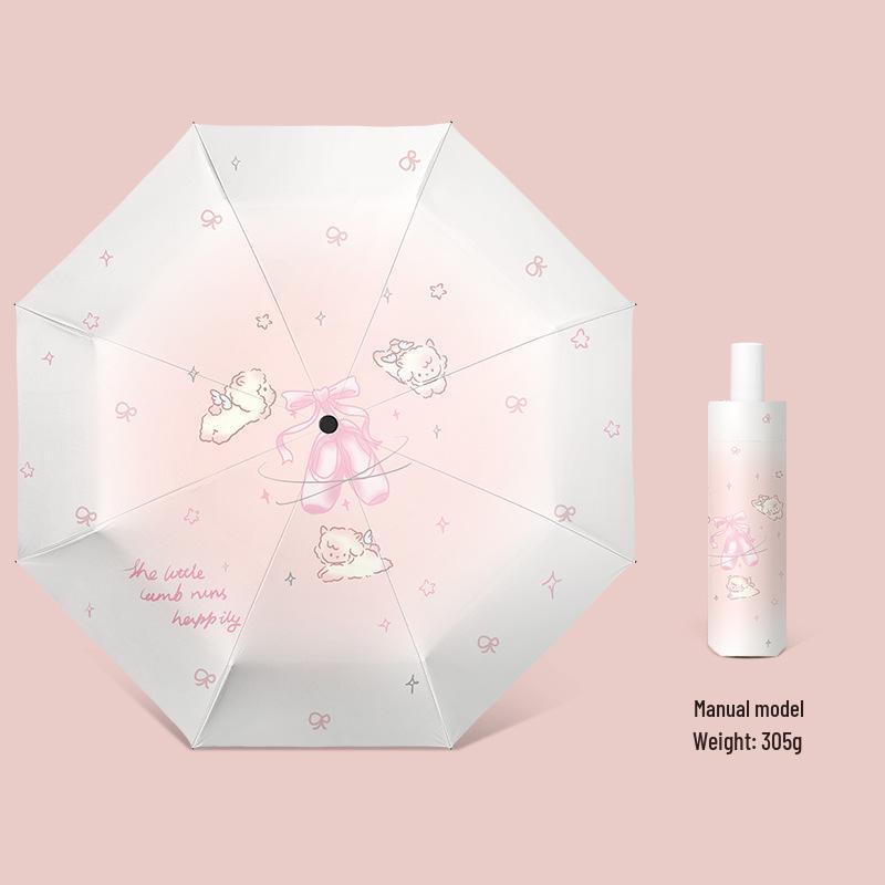 

Автоматична мила парасолька з бантиком та ягнятком подвійного використання із захистом від сонця та УФ-променів для жінок