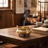 Scent Holder Brass Bowl with Handles Toned Censer for Meditation, Altar, Tea Room