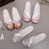 Pearl Hanfu Slippers Mesh Embroidered Shoes Ethnic Style Baotou Slippers  Hanfu Accessories