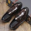 Platform Leather Shoes British Tide Business Dress Shoes Heightening Hair Stylist Big Head Round Head Casual Leather Shoes