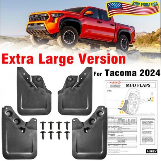 4pcs Extra Large Mud Flaps For Toyota Tacoma 2024 2025 Splash Guards Front Rear