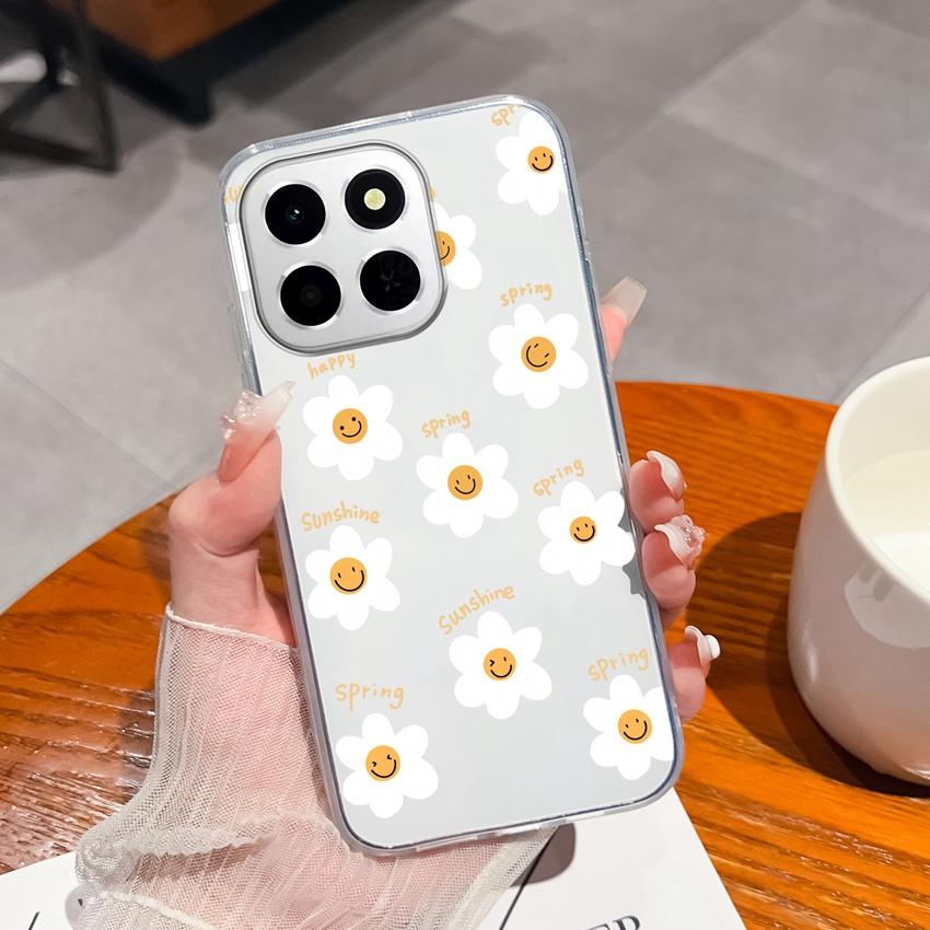 Case For Huawei 400 Pro Honor X6c X8a X7a X8c Phone Covers Exquisite Black Flowers Patterns Transparent TPU Advanced Anti Slip Shell For Huawei Casing