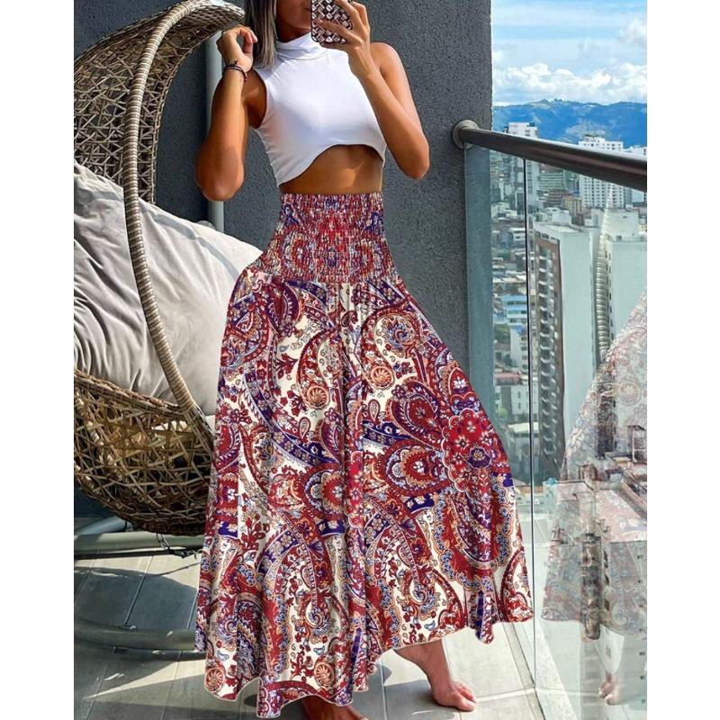 Summer Fashion High Waist Skinny Printed Women's Skirt Women