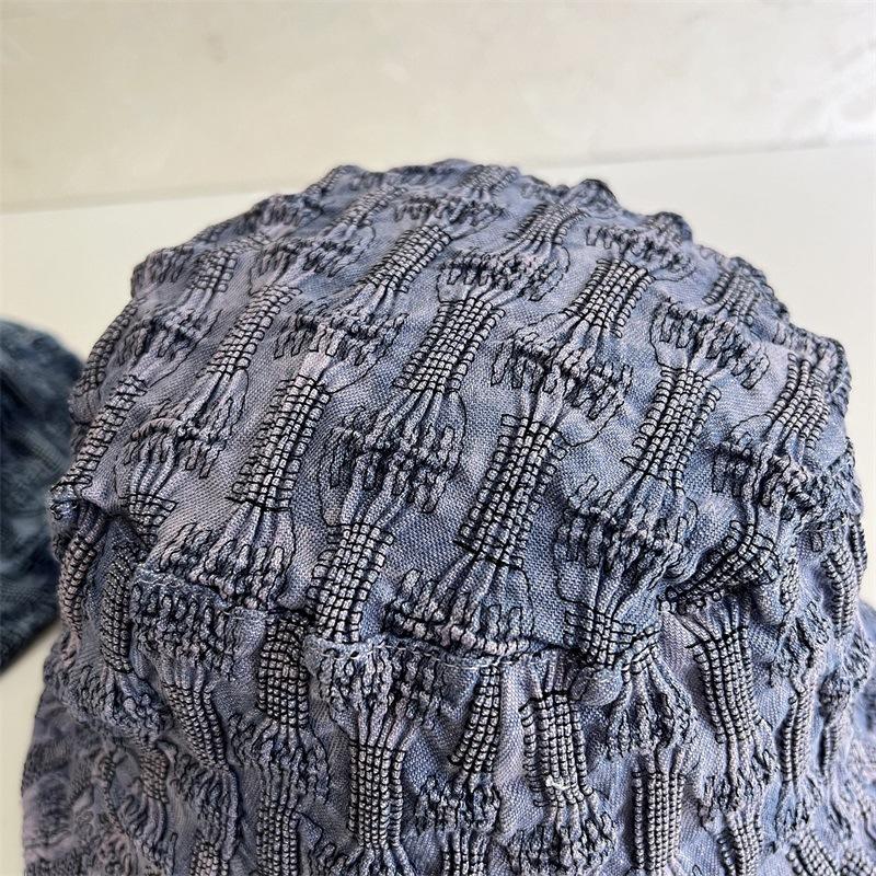 

New casual versatile face small tie-dye basin hat women s spring and autumn outdoor travel shopping sunshade sunscreen hat M（56-58cm） світло-синій колір