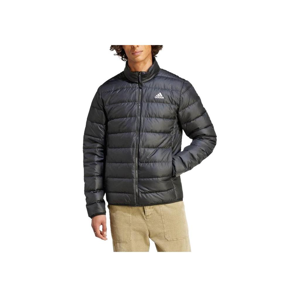 Adidas Essentials Light Down Jacket Solid Color Stand Collar Zipper Long Sleeve Jacket Men Jacket Black HZ5730
