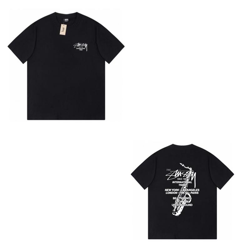 Short-sleeved High-quality Trendy Brand Men's and Women's Loose Cross-border Stu Xi Stu Crew Neck Printed Couple T-shirt with the Same Collection
