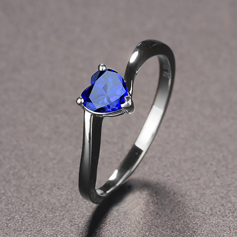 

Cellacity Silver Ruby Ring Heart Shape Red/blue Color Engagement Rings for Charm Women Fashion Jewelry Wholesale Gift 10 синій