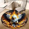 1pc Flaming Eagle Round Carpet - Anime Design Office Chair Mat, Non-Slip Rug for Home Decor, Seasonal Gift, Suitable for Office, Living Room, Bedroom,