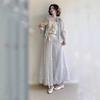 Womens Song Dynasty Style Hanfu Set: Short Top Camisole Bloomer Pants In Chiffon Daily Wear