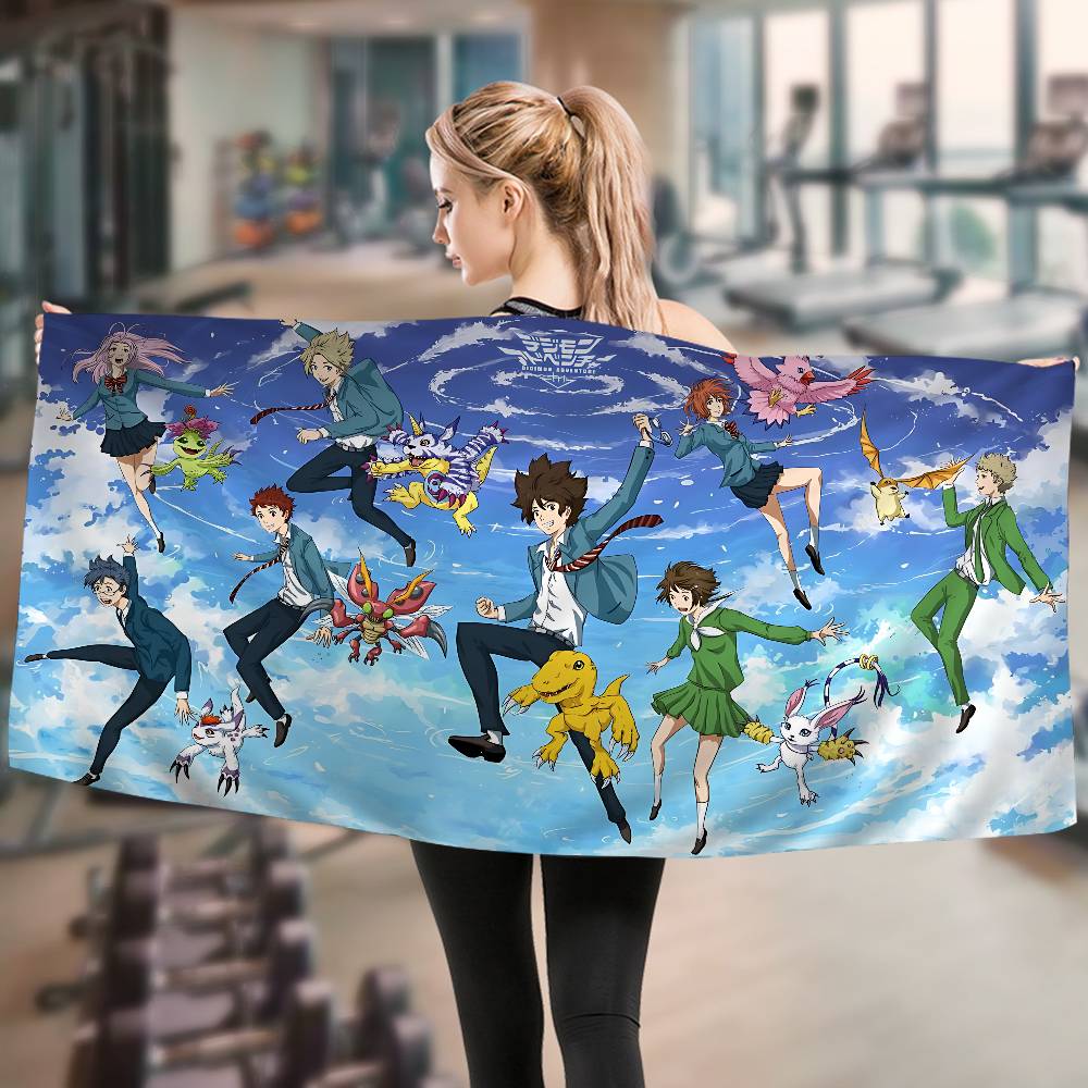 

Digimon Adventure Monster Game Beach Towel Colorful Bath Towels For Girl Microfiber Quick Dry Sand Free Beach Yoga Spa W30*H60(CM)