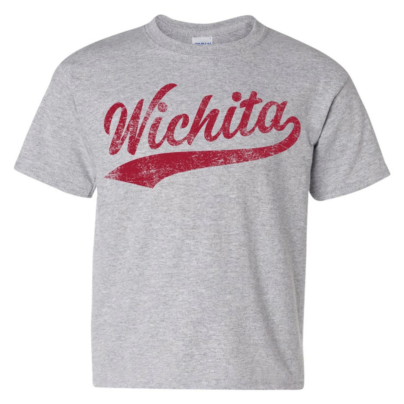 Wichita Baseball Script - Hometown Local Sports Team Youth T-Shirt - Sport Grey L