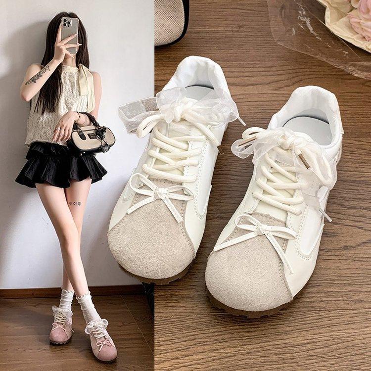 Ballet style bow German training shoes spring new flat-soled soft-soled breathable sports and leisure shoes