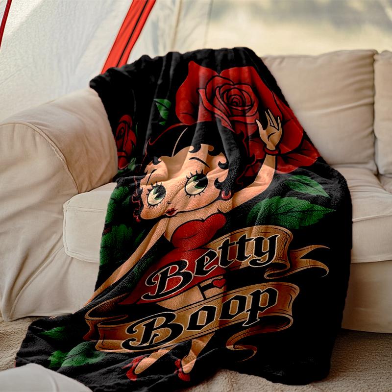 1pc Comfortable Home Print Throw Blanket, Betty Boop Blanket For Bed and Sofa Use, Special Present For Family